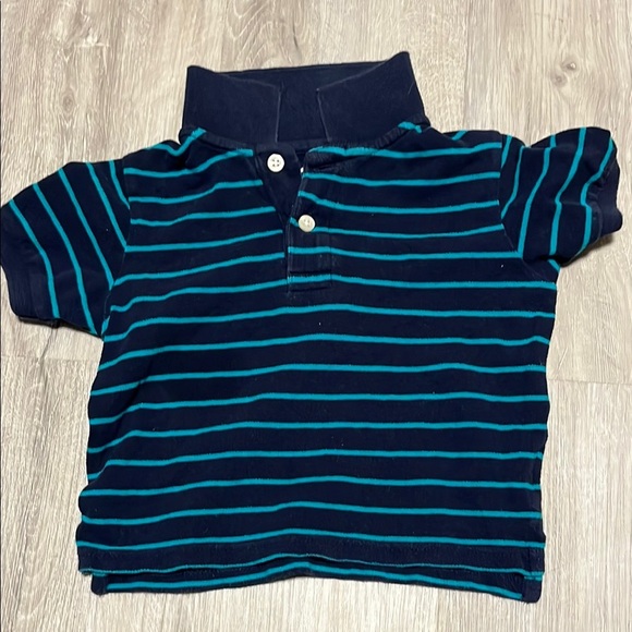 4/$30 Place Navy and Teal Striped Kids Polo Shirt 18-24M - Picture 1 of 1